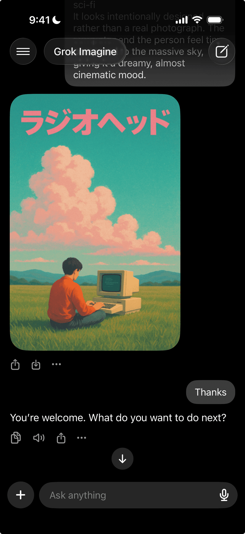 os1 app demo showing an AI chat conversation on iPhone